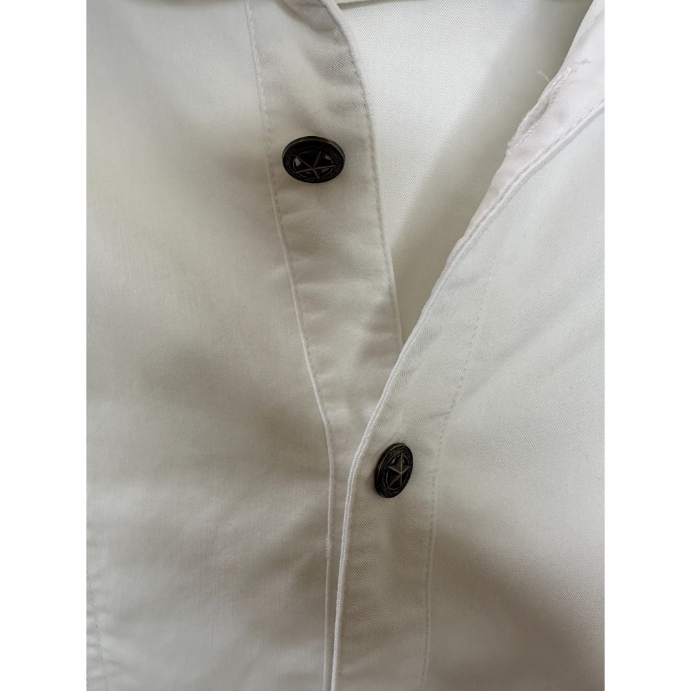 Scully Western Button Up Shirt Star Button Long Sleeve Large Country Mens White - Picture 12 of 15